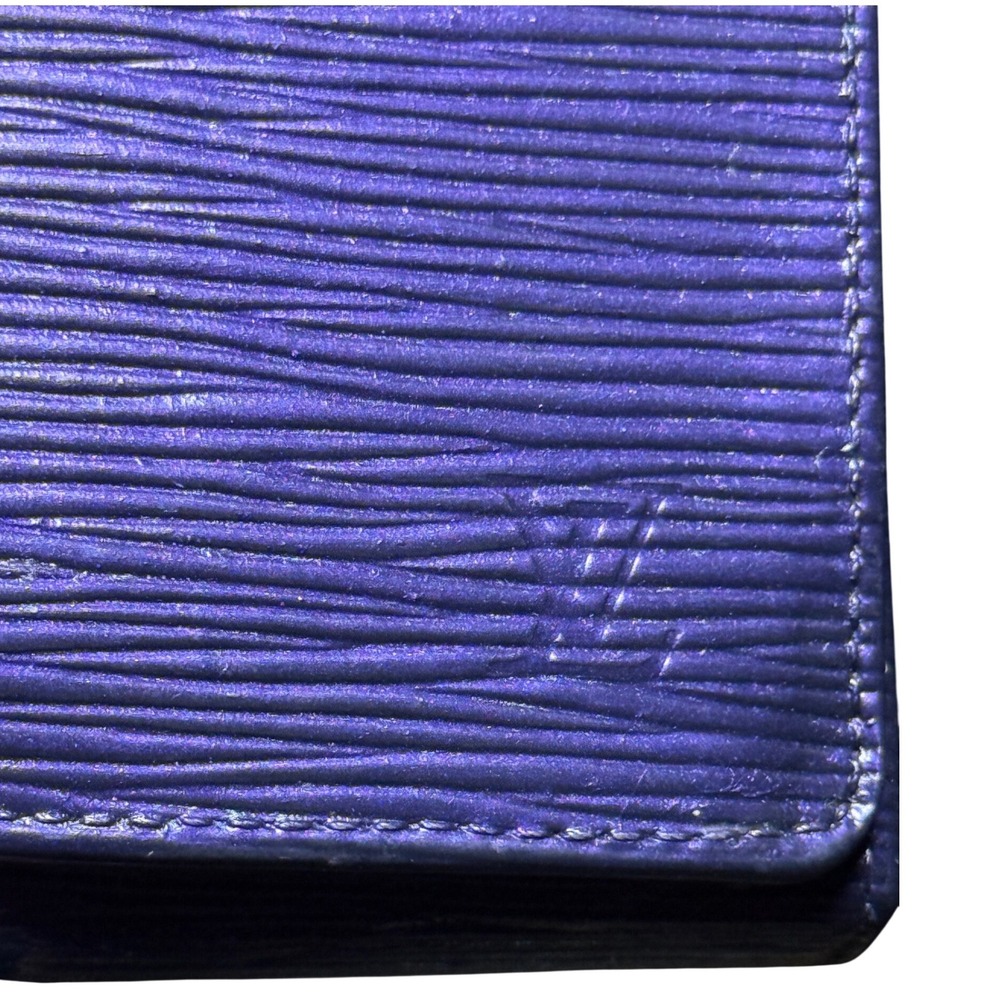 Louis Vuitton Epi Leather French Wallet Metallic Purple Vintage LV Logo Purse - Picture 6 of 13